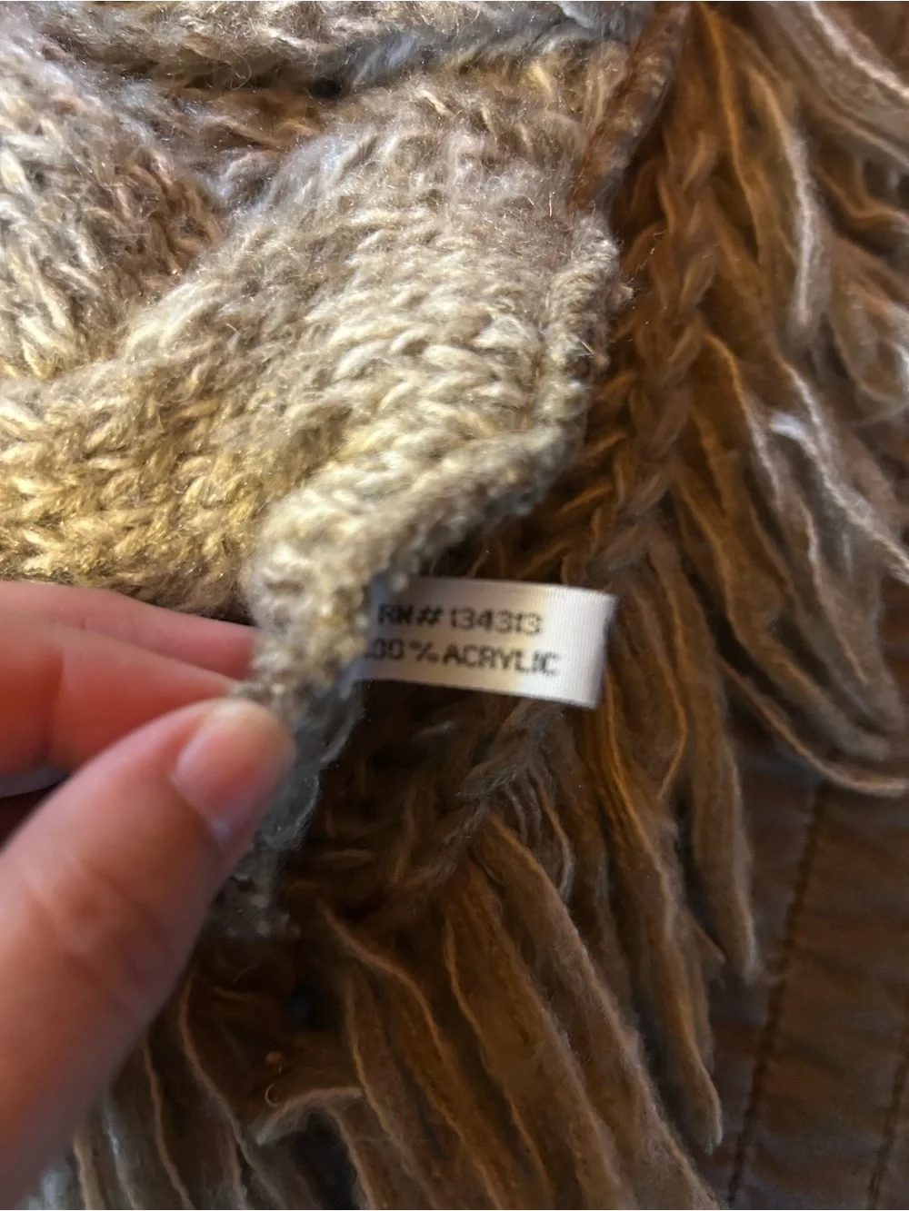 Fringe cowl neck knit scarf